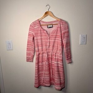 Anthropologie Saturday Sunday Poppy Space Dye Dress Red SM Henley Casual